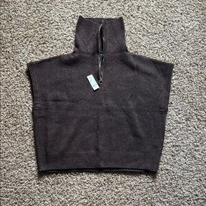 New York & Company Brown Knit Sweater with Gold Zipper